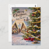 魅惑的なクリスマスツリーの雪 ポストカード (正面/裏面)