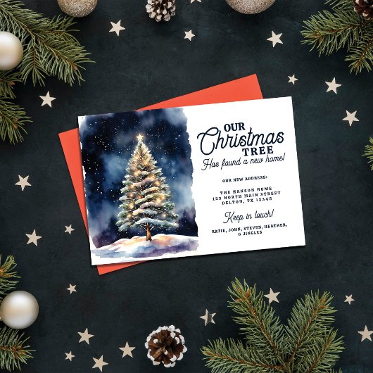 魅惑的なクリスマスツリー新しいホームムービング 案内状
