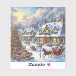 魅惑的なクリスマスビレッジシーン シール