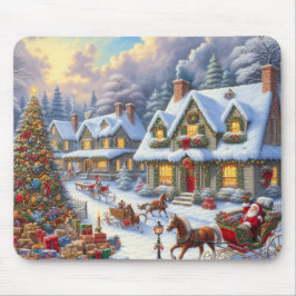 魅惑的なクリスマスビレッジシーン マウスパッド