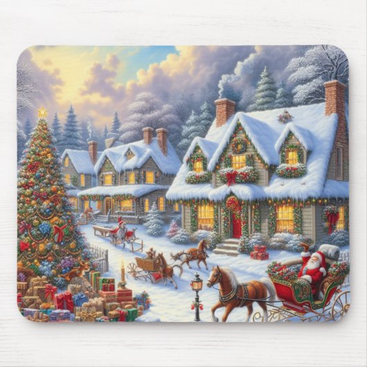 魅惑的なクリスマスビレッジシーン マウスパッド (正面)
