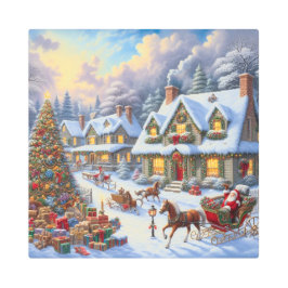 魅惑的なクリスマスビレッジシーン メタルプリント