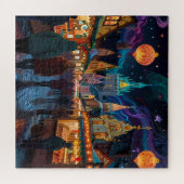 魅惑的なクリスマスマーケットタウンウィンターワンダーランド ジグソーパズル (横)