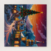 魅惑的なクリスマスマーケットタウンウィンターワンダーランド ジグソーパズル (横)