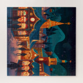 魅惑的なクリスマスマーケットタウンウィンターワンダーランド ジグソーパズル (横)