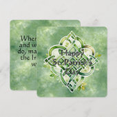 魅惑的なグリーンウォーターカラーケルトノット シーズンカード (正面/裏面)