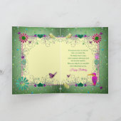 魅惑的なグリーン/イエローの誕生日（女性） カード (内部)