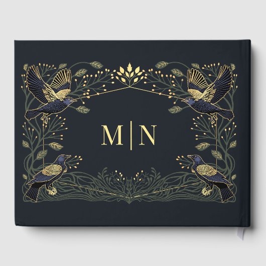 魅惑的なゴシックレイヴンフローラ離れグリー結婚ズ ゲストブック (裏面)