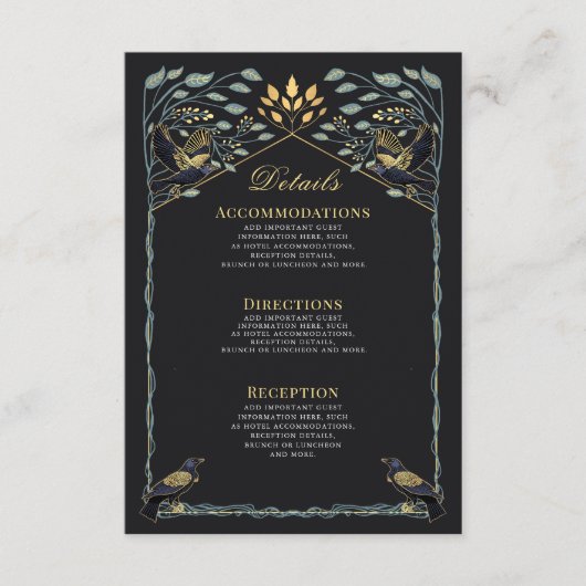 魅惑的なゴシックレイヴン結婚フローラ詳細 エンクロージャーカード (正面)