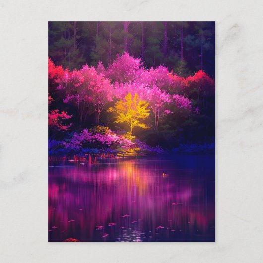 魅惑的なゴールデンツリーイン夕べ ポストカード (正面)