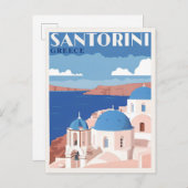 魅惑的なサントリーニギリシャ ポストカード (正面/裏面)