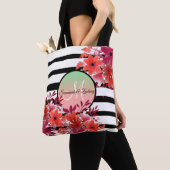 魅惑的なシックフェイク金ゴールドメタリックストライプ トートバッグ (クローズアップ)