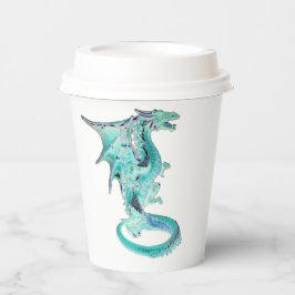 魅惑的なスカイブルーのドラゴンファンタジーパーティー 紙コップ