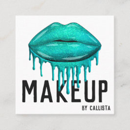 魅惑的なスパークリーティール（緑がかった色）グリッタードリップスリップメイクアップ スクエア名刺