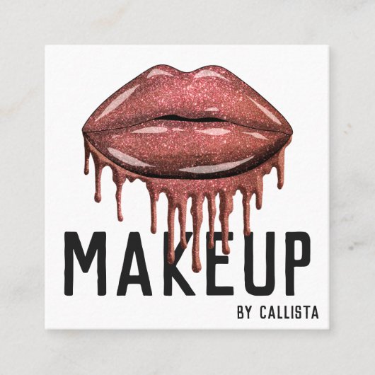 魅惑的なスパークリーバラグリッタードリップスリップメイクアップ スクエア名刺 (正面)