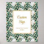 魅惑的なダークグリーン金ゴールドユーカリ結婚の徴候 ポスター (正面)