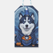 魅惑的なハスキー犬:魔法のハロウィーンの喜び ギフトタグ (裏面)
