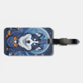 魅惑的なハスキー犬:魔法のハロウィーンの喜び ラゲッジタグ (裏面横)