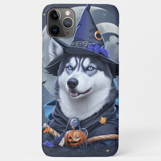 魅惑的なハスキー犬:魔法のハロウィーンの喜び Case-Mate iPhoneケース (裏面)