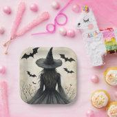 魅惑的なハロウィーンの魔女 ペーパープレート (パーティー)