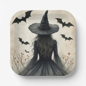 魅惑的なハロウィーンの魔女 ペーパープレート (正面)
