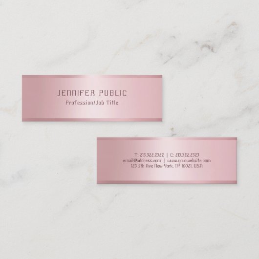 魅惑的なバラ金ゴールドエレガントモダンテンプレート スキニー名刺 (正面/裏面)