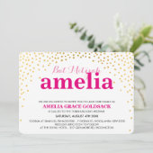 魅惑的なバルミツワー素朴なミニ金ゴールド紙吹雪 招待状 (スタンド正面)