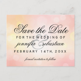 魅惑的なピンクのシックな《写真》ぼけ味ライト結婚ズ ポストカード