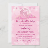 魅惑的なピンクの小さな妖精の雲の誕生日 招待状 (正面)