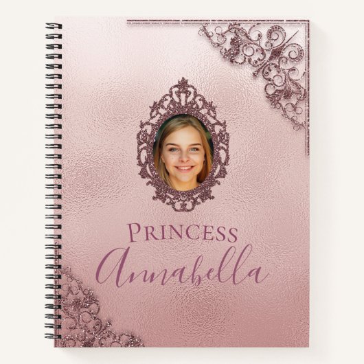 魅惑的なピンクグリッターフォトフレーム鏡 ノートブック (正面)