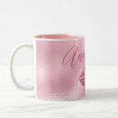 魅惑的なピンクグリッター唇 ツートーンマグカップ (左)