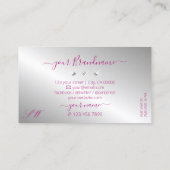 魅惑的なピンクシルバーダイヤきらめくモンドイニシャル 名刺 (裏面)