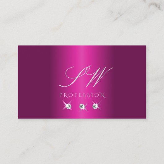 魅惑的なピンクシルバーダイヤきらめくモンドイニシャル 名刺 (正面)