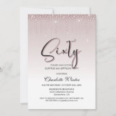 魅惑的なピンクダイヤモンドサプライズ60誕生日 招待状 (正面)