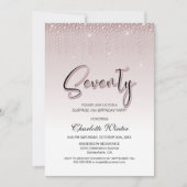 魅惑的なピンクダイヤモンドサプライズ70誕生日 招待状 (正面)