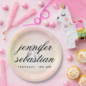 魅惑的なピンク《写真》ぼけ味ライトモノグラム結婚ズ ペーパープレート (パーティー)