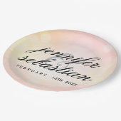 魅惑的なピンク《写真》ぼけ味ライトモノグラム結婚ズ ペーパープレート (アングル)