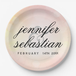 魅惑的なピンク《写真》ぼけ味ライトモノグラム結婚ズ ペーパープレート