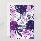 魅惑的なフローラ水カラーブライダルブランチシャワー 招待状 (裏面)