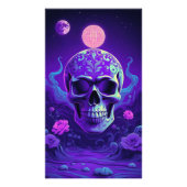 魅惑的なフローラ・ドリームを持つ天のゴシックスカル フォトプリント            (正面)