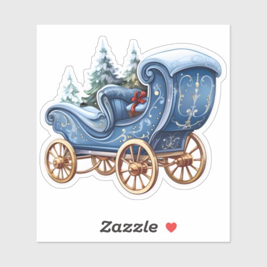 魅惑的なブルーのクリスマス馬車 シール (シート)