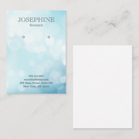 魅惑的なブルー《写真》ぼけ味ジュエリーイヤリングディスプレイ 名刺 (正面/裏面)