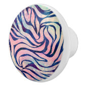 魅惑的なホログラフィックグリッターブルーゼブラストライプ セラミックノブ (右)