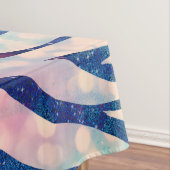 魅惑的なホログラフィックグリッターブルーゼブラストライプ テーブルクロス (インサイチュ)