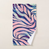 魅惑的なホログラフィックグリッターブルーゼブラストライプ バスタオルセット (ハンドタオル)