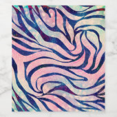 魅惑的なホログラフィックグリッターブルーゼブラストライプ ワインラベル (シングルラベル)