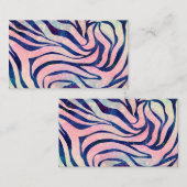 魅惑的なホログラフィックグリッターブルーゼブラストライプ 名刺 (正面/裏面)