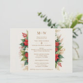 魅惑的なホーリー & クリスマスのポインセチアの写真 招待状 (スタンド正面)