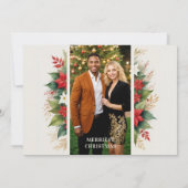 魅惑的なホーリー & クリスマスのポインセチアの写真 招待状 (裏面)