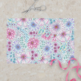 魅惑的なボヘミアの牧草地の花と葉 薄葉紙